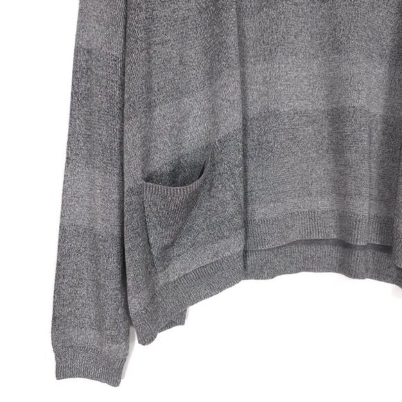 Theory WOOL Blend Women's Pullover Sweater MEDIUM Gray Striped APRILY C LUSTROUS - Picture 8 of 10